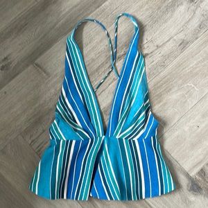 Zara striped linen blend top